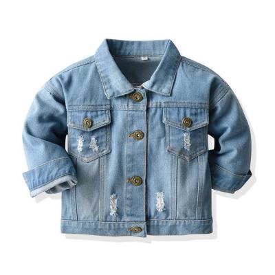 China Mysweeby Viable Girls' Jackets Ripped Kids Jacket Cotton Fabric Fashion Denim Jacket for sale