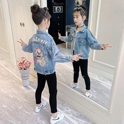 China Mysweeby Style Letter Cartoon Pattern Casual Drop Down Girls Breathable Jackets Korean Denim Jacket for sale