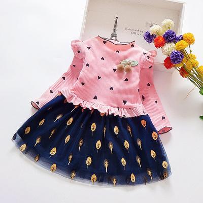 China Mysweeby Floral Mesh Dress Autumn Kids Dresses Wholesale Casual Girls Breathable Dresses for sale