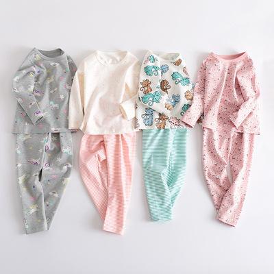 China Mysweeby Autumn Children's Cotton Pajamas Cartoon Print Casual Girls Breathable Pajamas Children Sleepwear for sale