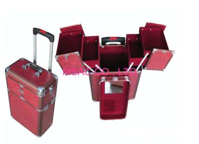 China Aluminum Cases/Aluminum Makeup Cases/Aluminum Trolley Cases/Red Trolley Makeup Cases for sale