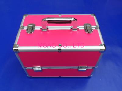 China Six Trays Pink Aluminum Makeup Nail Case L340 x W215 x H260mm for sale