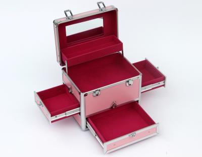 China Pink Aluminum Cosmetic Tool Train Case for sale