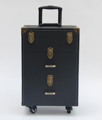 China Leather Makeup Trolley Case With Wheels for sale