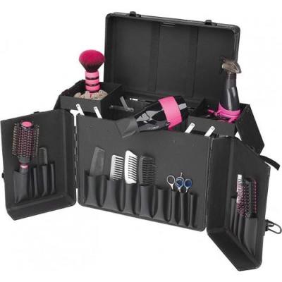 China Aluminum Hairdresser Case With Trolley, Aluminum Grooming Case, Black Aluminum Hair Dressing Case for sale