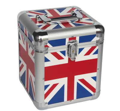 China 7'' Union Jack Flag Aluminum Carry Cases For Lp 50pcs, UK Flag Aluminum Cases for sale