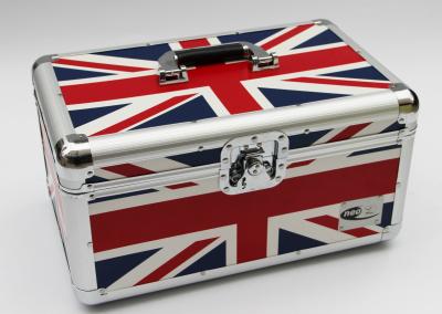 China Aluminum Union flag storage box Alu LP carry case portable ABS instrument case for sale