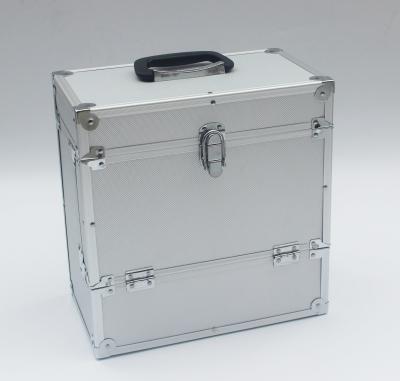 China Silver aluminum record case with velvet lining LP storage box for easy open for sale