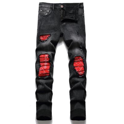 China Viable Mens Biker Stretch Ripped Skinny Jeans Destroyed Slim Fit Pants Elastic Waist Mens Pants Mens Jogger Clothes Jeans for sale