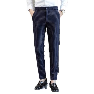 China Breathable Color Navy Fashion Pants Casual Style Slim Cropped Pants For Man for sale