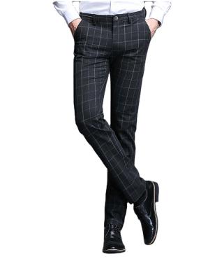 China China Factory Direct Sales Anti-wrinkle Black Skinny Stripe Plaid Gray Men Customized Dress Business Casual Pants For Men for sale