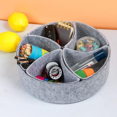 China Viable Custom Multifunctional Home Organizer Tough Felt Storage Boxes Round Drawer Organizer Felt Tray Dividers Bins for sale