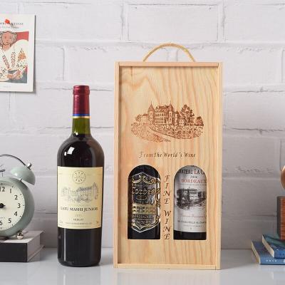 China Recycled Materials Wine Bottle Wooden Box Wine Box Wood Boxes Packaging for sale