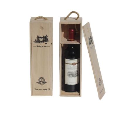 China Recycled Materials Red Wine Wood Box Single Wooden Wine Box Wooden Wine Boxes for sale