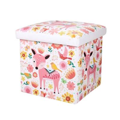 China Storage Ottoman Foldable Printed Baby Stool Folding Bench Ottoman for sale