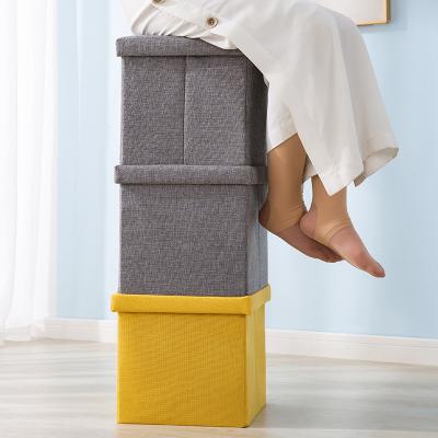 China Sustainable Square Household Can Sit Adult Chair Small Sofa Snitch Storage Box Stool Ottoman Storage Stool for sale