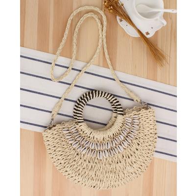 China Custom Beach Straw Tote Bag With Pu Handle Logo Wholesale Bulk Fashion Straw Bag for sale