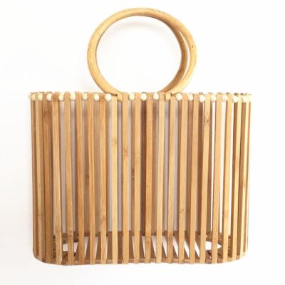 China High Quality Women's Bamboo Purse Handbag Summer Natural Handmade Beach Straw Basket Bag for sale