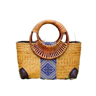 China High Quality Women Round Straw Pompom Shoulder Bag Corn Summer Woven Bags for sale