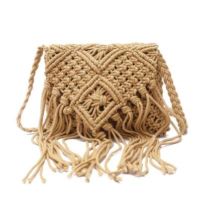 China Woven Cotton Beautiful By Phone Straw Tassel Shoulder Bag High Quality Women Summer Beach Bag for sale