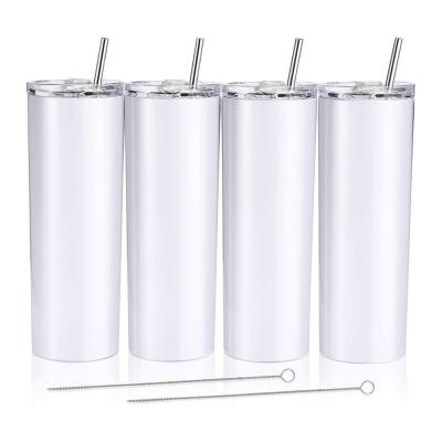 China 20oz Straight Lean White Sustainable , Sublimation Face Masks Stainless Steel Tumblers With Metal Straws for sale