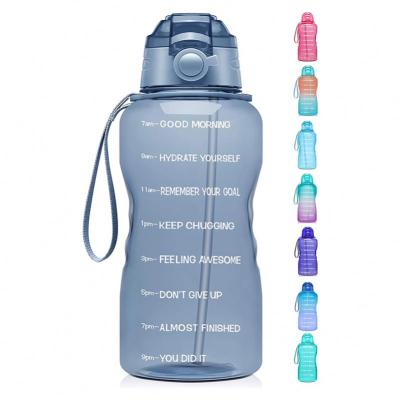 China Viable BPA FREE PETG GYM Motivational Water Bottle Large 1 Gallon/128oz With Time Marker And Straw for sale