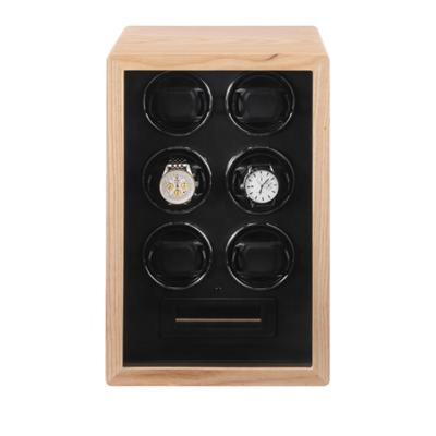 China Automatic 6 Slots Natural Handmade Watch Winder Wooden Watch Box For Automatic Watches for sale