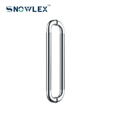 China Producers Hardware 304 Stainless Steel Four Bend Modern Black Push Pull Handle For Glass Door for sale