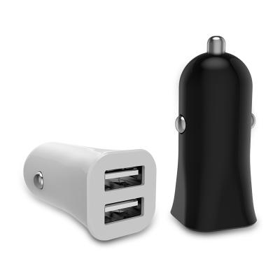 China Black White Mini 5V 2.4A 2 USB Ports Portable Car Auto Charger for sale