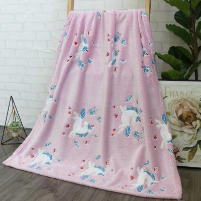 China Glow In The Dark Unicorn Luminous Blanket 100x150cm Flannel Super Soft Pink Glow In The Dark Throw Blankets For Kids for sale