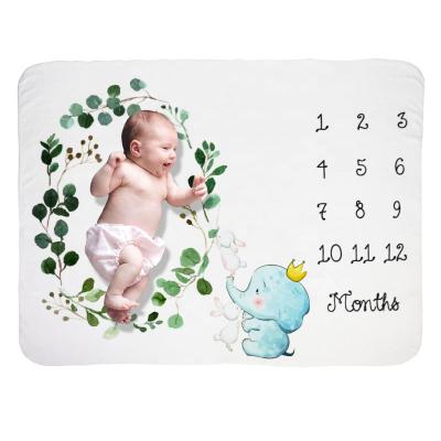 China PORTABLE Baby Boy Milestone Custom Cute Cute Girl Photograph Digital Printed Polyester Flannel Fleece Soft Monthly Blanket with Props for sale