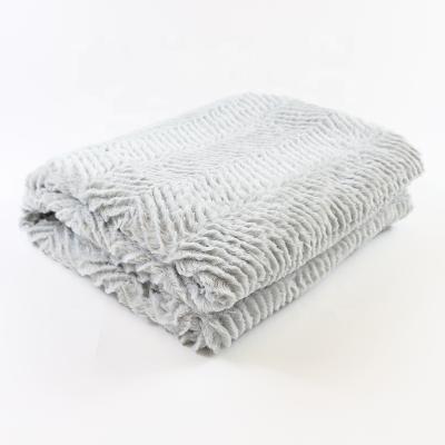 China PORTABLE new design double layer embossed and brushed with velvet back throw faux rabbit fur cover for sale