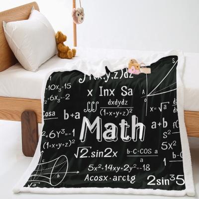 China Anti-Pull High Quality 3D Digital Print Customized Black Flannel Fleece Blanket Words Sherpa Throw Blanket With Words for sale