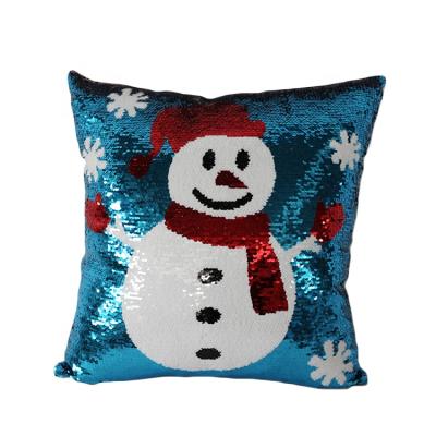 China New Design Color Reversible Home Decoration Mermaid Sequin Snowman Magic Changing Pillow Cushion Anti-Decubitus for sale