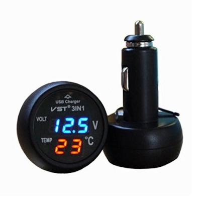 China Mobile Phone/Ipad/Camera/PDA/MP3 5V/2.1A USB Car Charger, Digital Voltmeter Thermometer Fast Charging for sale