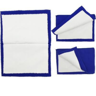 China Wholesale Blue and White Gold Polishing Microfiber Jewelry Cleaning Cloth 10*15cm 4 Layers Silver and Gold for sale