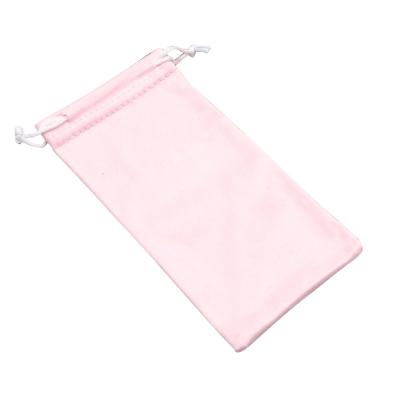 China Custom Pink Eco - Friendly Microfiber Bag For Glass Case Packaging Microfiber Drawstring Pouch for sale