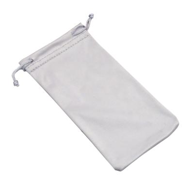 China Custom Gray Eco - Friendly Microfiber Bag For Glass Case Packaging Microfiber Drawstring Pouch for sale