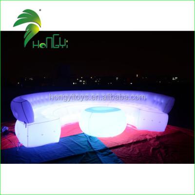 China Wholesale LED Fabric Or Oxford PVC Decoration Inflatable Sofa Furniture, Round White Inflatable Sofa Bed For Party for sale