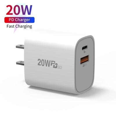 China Charge For Mobile Phones 2021 New Dual Type 2021 PD USB Wall Charger 5V 3A USA Plug Wall Charger Fast Charging US Model for sale