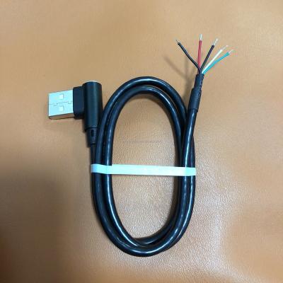 China Industrial Factory OEM USB A Male Angled L Shape 4 Cores Data Charging Cable Open End With Tinned Pigtail Cable for sale