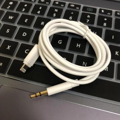 China Original car Shenzhen factory lightning to aux cable. 3.5mm for iphone cell phone 1m white with bag packing for sale