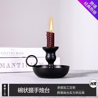 China American StyleAMZWedding Candle Holder Amengni Activities Metal Iron Art Border Black Candlestick Home Religious Decoration Party for sale