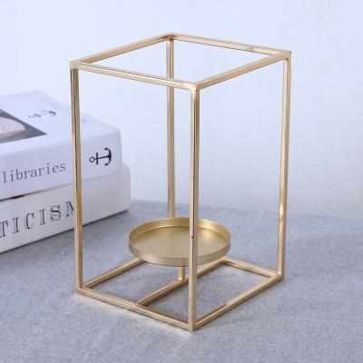 China Retro Hollow Geometry Wrought Iron Incense Candle Holder Religious Nordic Restaurant Amengni Activities Metal Gold for sale