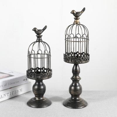 China Retro religious activities Amengni European-style candlestick iron simple birdcage candle holders decoration wedding restaurant for sale