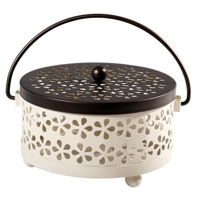 China Europe Household Fireproof Censer With Lid Sandalwood Tray Iron Mosquito Coil Holder Aromatherapy Box for sale