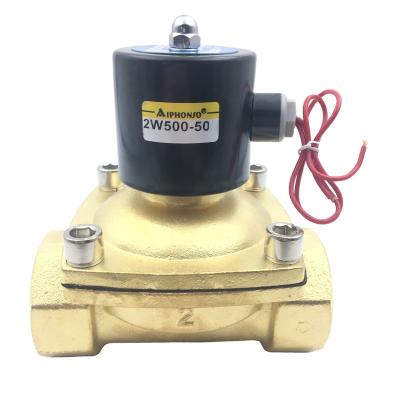 China 2W500-50 Normally closed 2 way 2 inch Brass Air Oil Water solenoid valve for sale