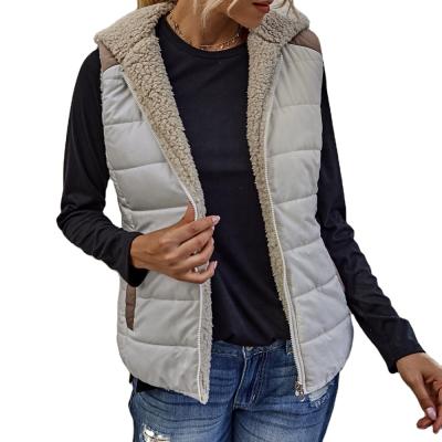 China Breathable Women Fashion Lapel Zipper Solid Color Casual Vest for sale