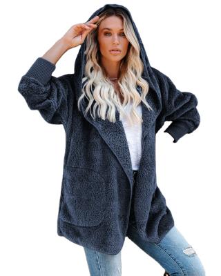 China Anti-wrinkle buzz life casual cashmere bottom coral fox down hoodie cardigan coat autumn women's clothing velvet jackets for sale