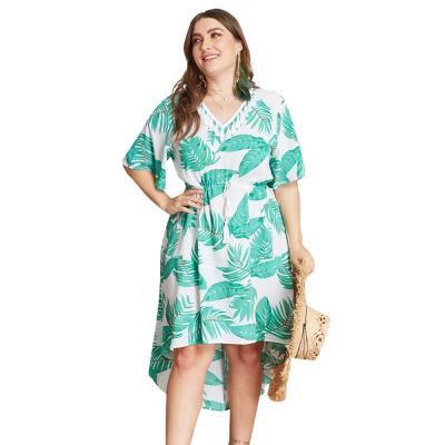 China Casual V-Neckline Front Short Back Long Ruffled Dress 2020 Summer Anti-Static High Quality Literary Loose Dresses Women Pius Size Dress for sale